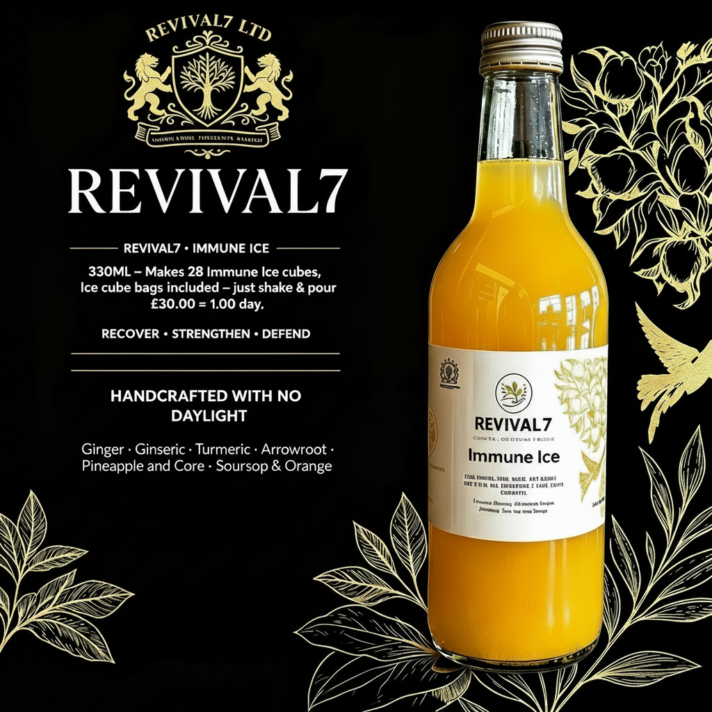 Revival7 Handmade Ice Cube Juice 330ml · 7 Super Root & Fruit Extracts · One‑Month Supply